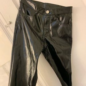 Black vinyl pants